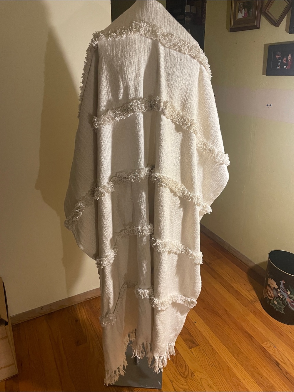Uncommon James by Tribe Alive 100% Cotton Cream Textured Fringe Throw Blanket
